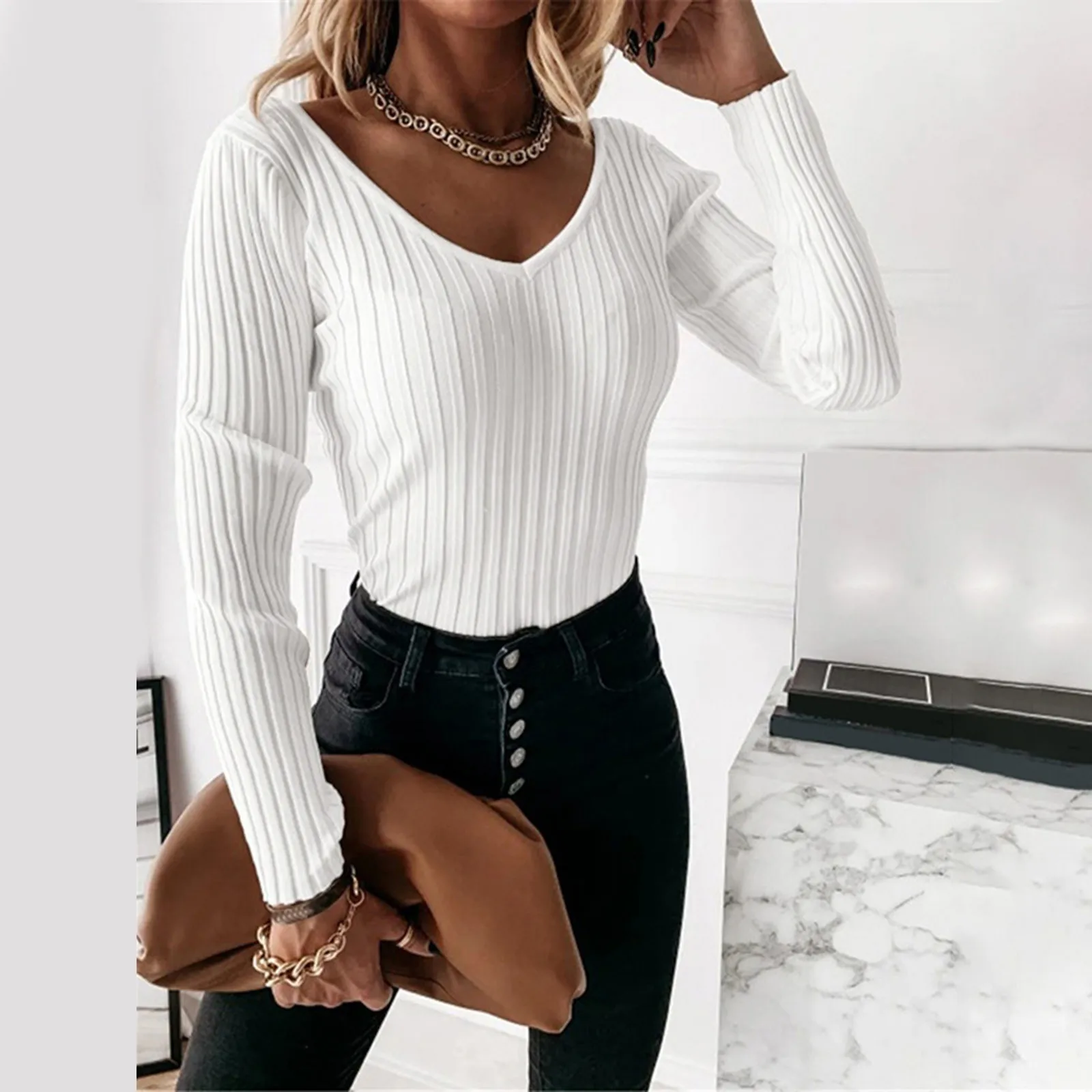 

Y2k Women Vintage T-Shirts Top Sexy Tunic Oversized Knitted Tshirt Womens Long Sleeve Aesthetics Long Sleeve Crop Top Tee Y2k