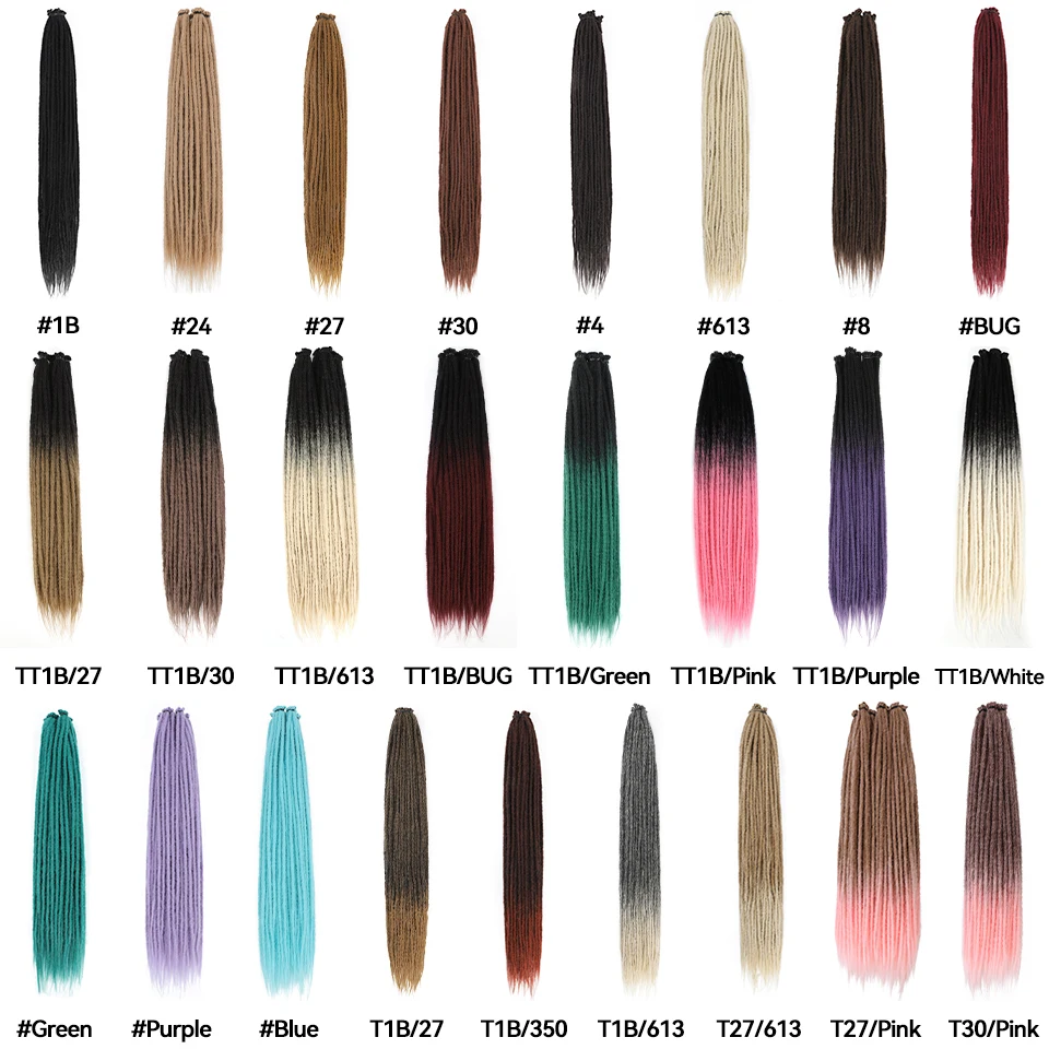 Ombre Brown 24Inch Synthetic Dreadlock Extensions Handmade Straight Crochet Hair Dread Extensions Crochet Braids For Man/Women