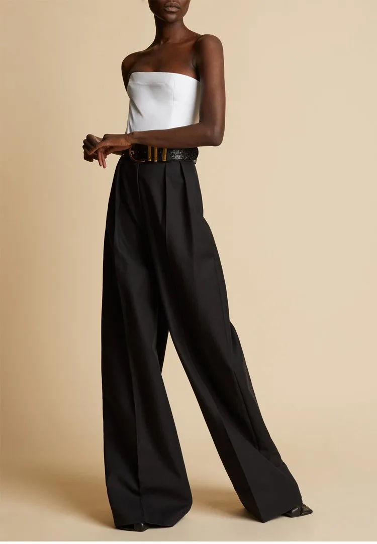 

Women's Korean High-waisted Wide Legs Trousers Female Fashion Comfort Mopping Casual Suit Pants Autumn Winter