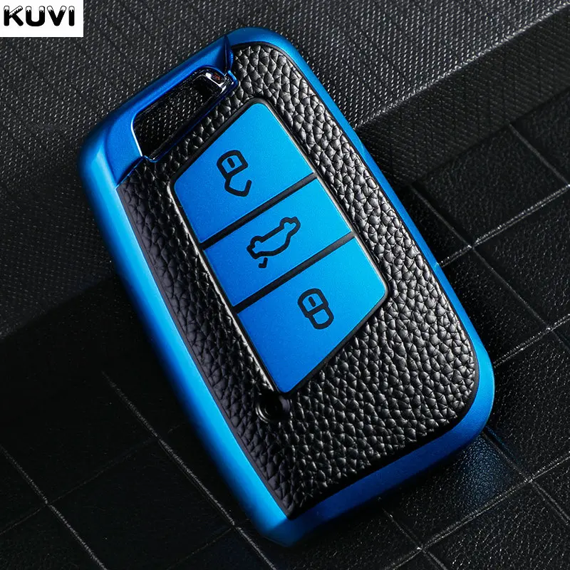 Car Remote Key Case Cover Leather TPU For VW Volkseagen Passat B8 Magotan Skoda Superb A7 Kodiaq Seat