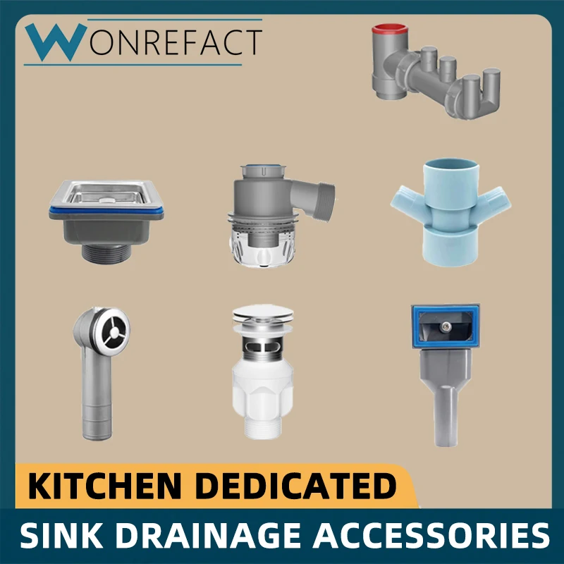 Kitchen Sink Drainage Accessories Drain Pipe Adapter Sink Drain Hose Anti-Odor Check Valve Filter Multi-joint Pipe kitchen sink strainer
