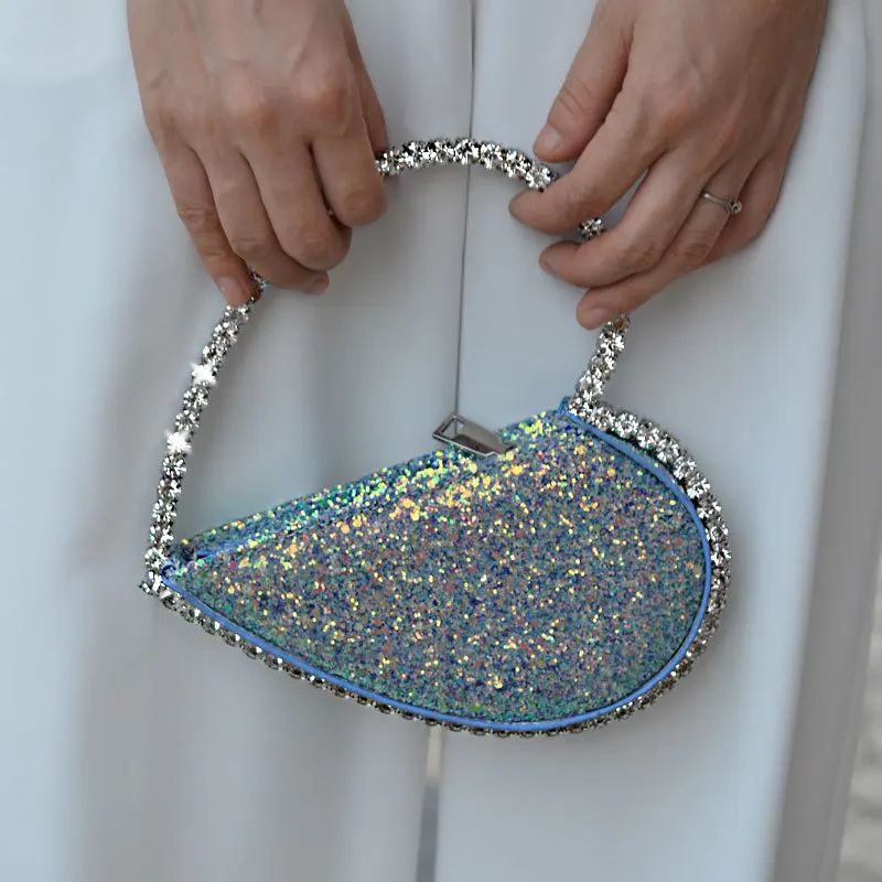 

Luxury Diamonds Women Bag Minaudiere PU Solid Zipper Handbag Mini Bag Purses and Handbags Fashion Evening Clutch Bags