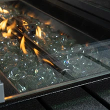 Description Picture 4 of itemKozyard Outdoor Patio Propane Gas Fire Pit Table - 50,000 BTU Wicker Design with Aluminum Tabletop, Glass Wind Guard, Clear