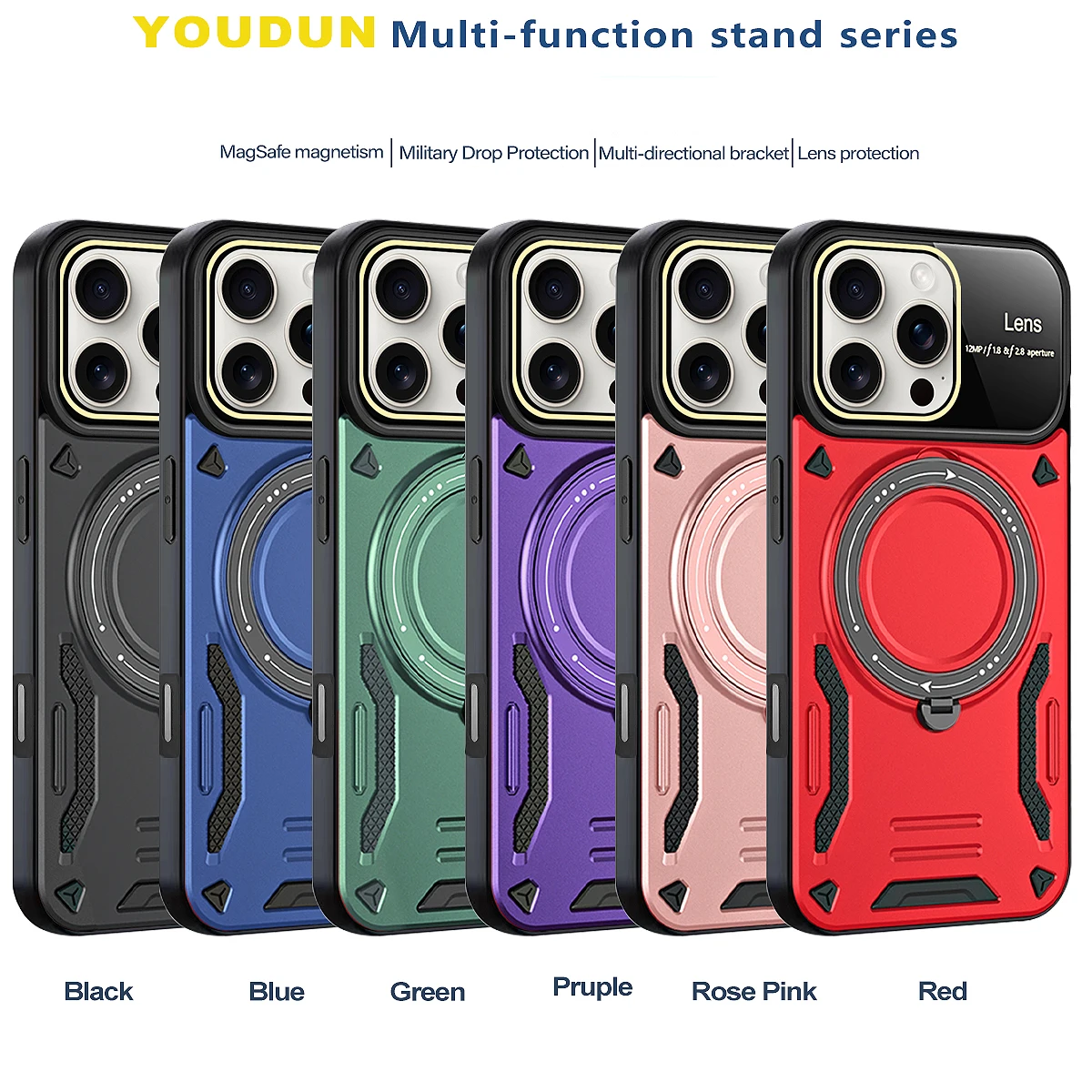 Magnetic Stand Military Grade Armor Case with MagSafe Compatibility