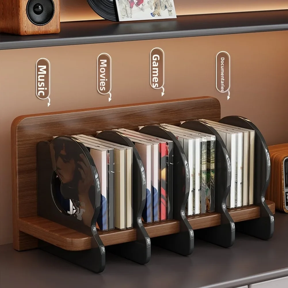 아크릴 CD 디스플레이 스탠드 오거나이저 미디어 스토리지 랙 월넛 블랙, 블랙 CD 디스플레이 스탠드 다중 섹션 칸막이