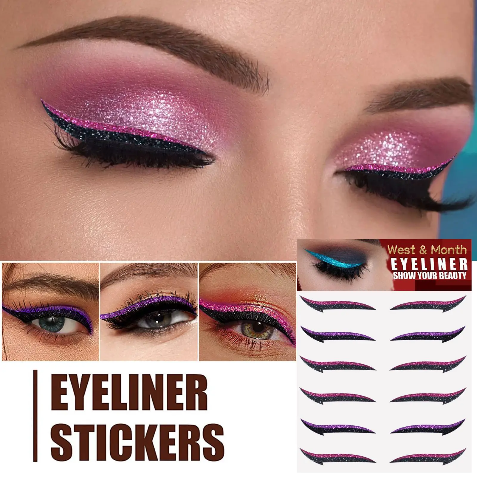 6 Pairs Eyeliner Sticker Set Waterproof Double Line Eyelid Line Sticker
