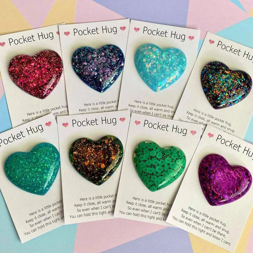 

Pocket Hug Heart Cute Glass Crafts Multicolored Love Mini Heart Charms Birthday Wedding Party Valentine's Day Gift Decoration