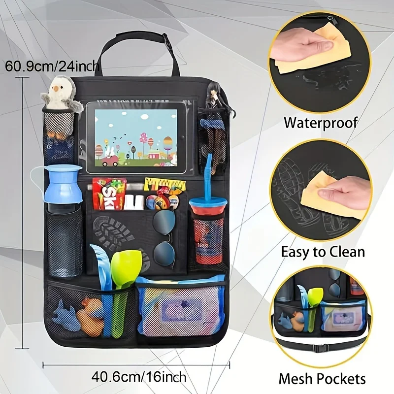 General Motors Seat Backrest Storage Bag with Cup Holder and Foot Mat
