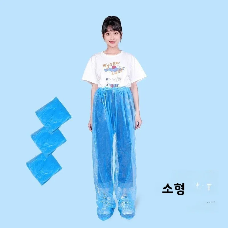 일회용 일체형 두꺼운 전기차 우비 발덮개 세트 남녀공용 방수 하의 바지