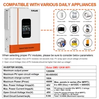 Convertisseur solaire hybride haute puissance POWLAND 12KW 48V 12000KVA Max 500VDC Onde sinusoïdale pure avec MPPT LCD WiFi CE Double sortie  Sans TVA 6