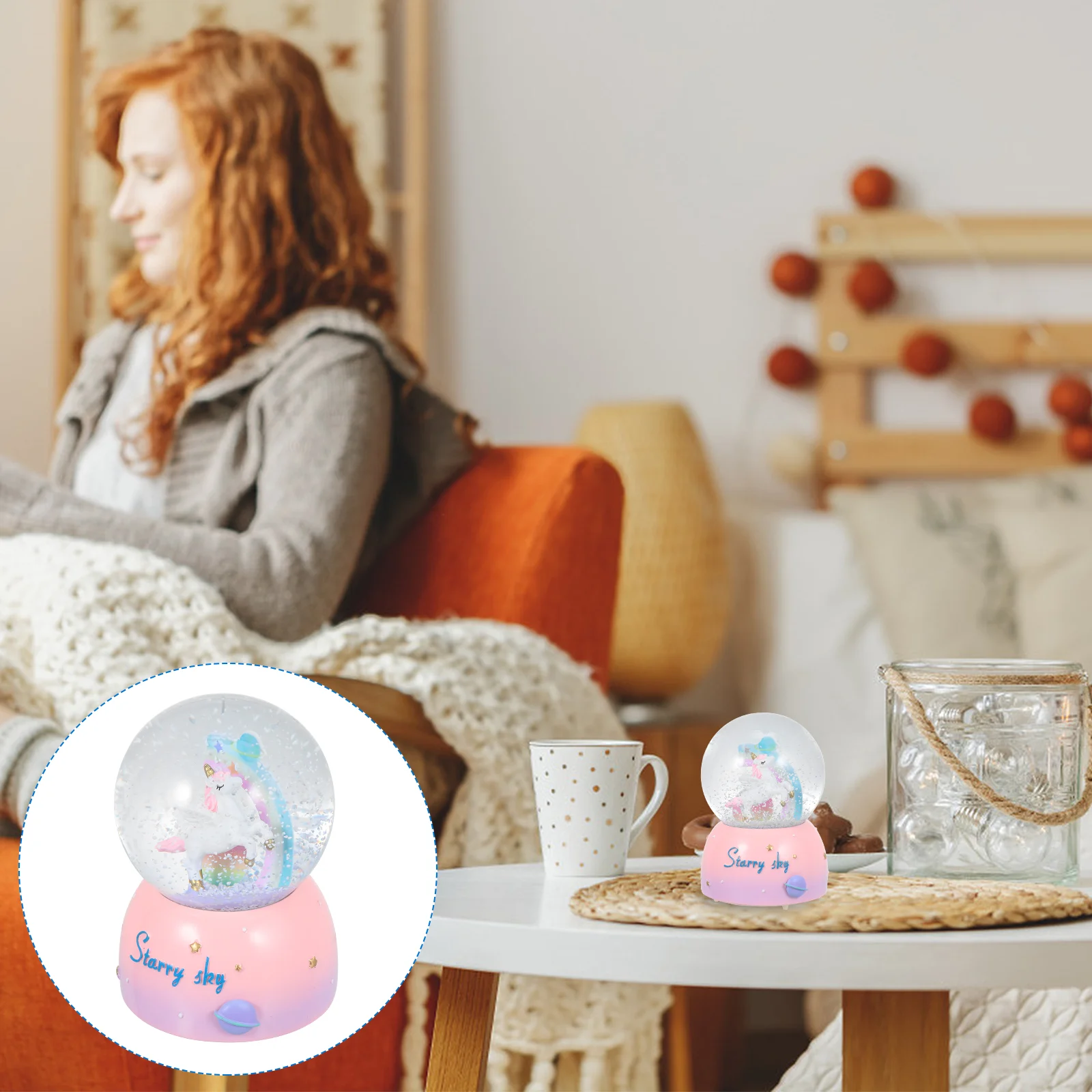 

1PC Music Box Crystal Ball Unicorn Snowing Toy Lighting Box Without