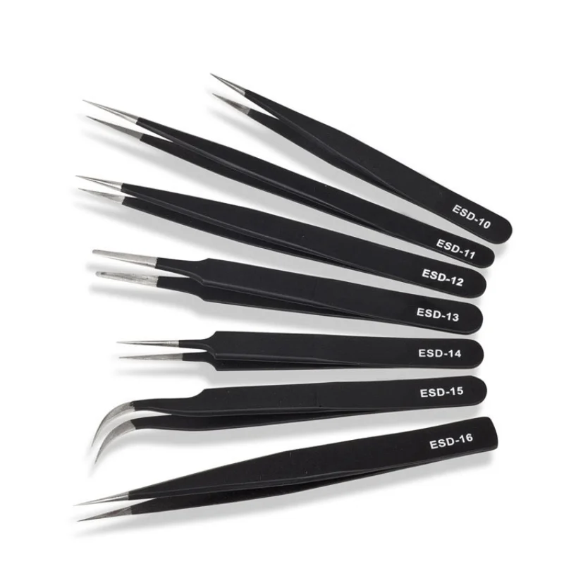 Multifunctional Stainless Steel Anti-static Tweezers Pointed Elbow Bird's Nest Clip Grafting Eyelash Clip Electronic Repair Tool precision tweezers,tweezer tool,esd anti static tweezers,soldering tweezers,phone repair tweezers