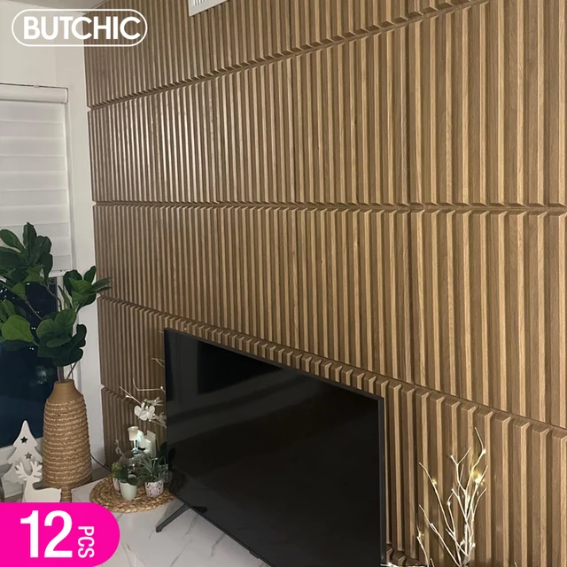 แผ่นผนังลายไม้ 3 มิติ ขนาด 50x50 ซม. 12 ชิ้น ลายเพชร สำหรับตกแต่งผนังห้องนั่งเล่น ห้องน้ำ กันน้ำ 1