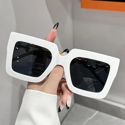 Chic Luxury Square Fashion Sunglasses for Women - Candy Color Anti - Glare Sun Shades (White)
