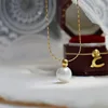 316L Stainless Steel Elegant One Shiny Pearl Necklace Female Minimalist Temperament French Exquisite Wedding Jewelry No Fading 1