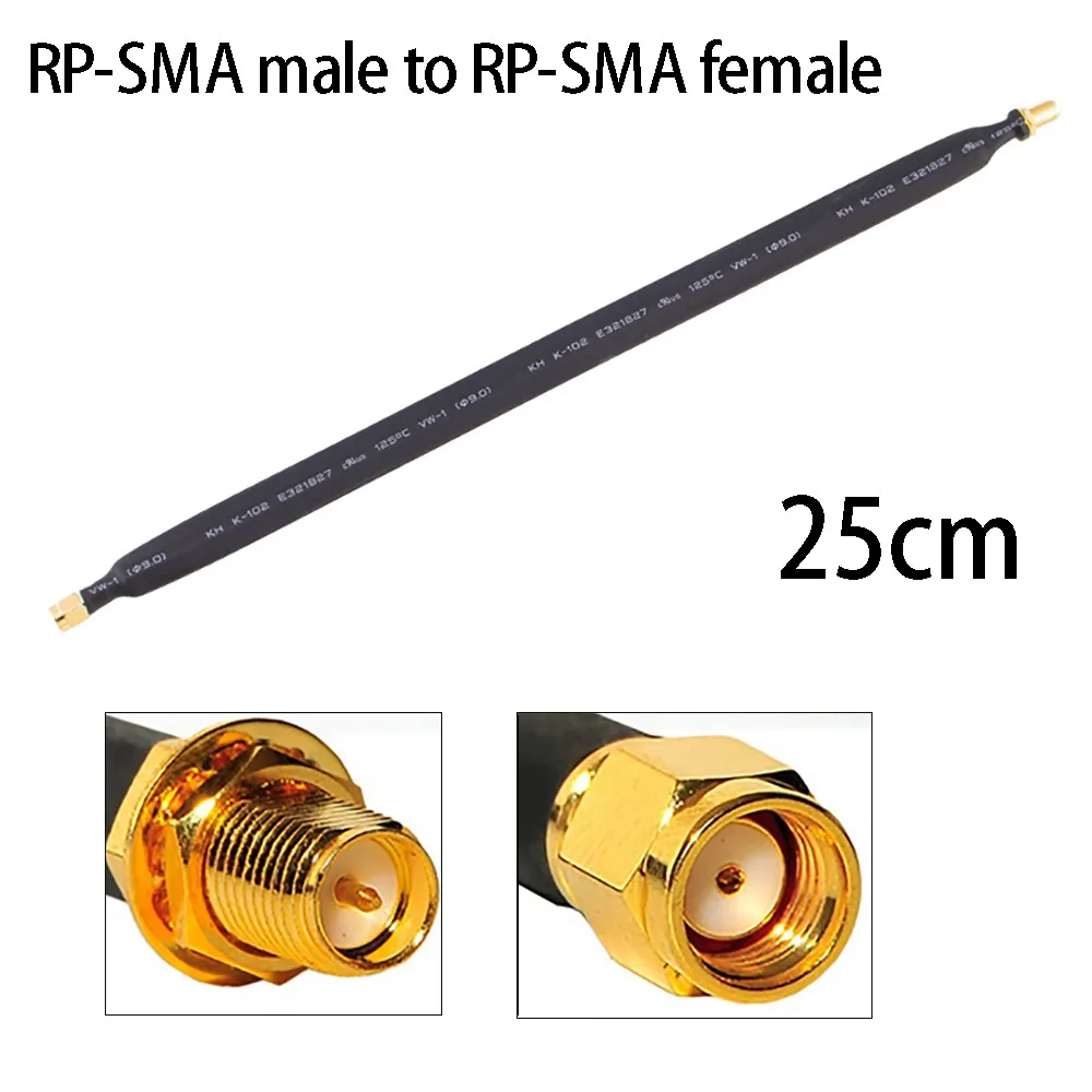 Coaxial Extension Pigtail Coaxial Cable RP-SMA Male To RP-SMA Female WiFi Adapters 802.11ac 802.11n 802.11g 802.11b 25cm
