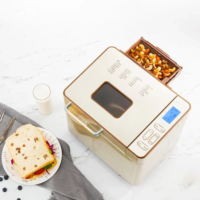 New Household Automatic LCD Bread Machine Small Multi-Function Intelligent Flour Fermentation Machine Dl-TM018 Toaster 220V 550W