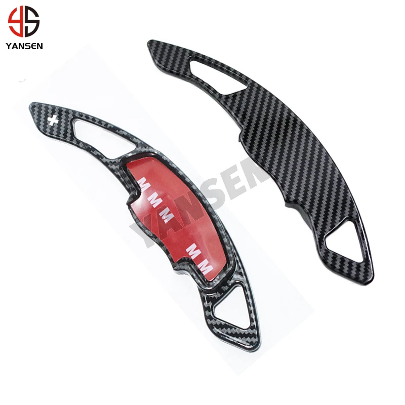 thumbnail image 2 of Aazon.co: 2PCS Steering Wheel Tri Paddle Shifter Extensions Carbon Fiber Decal Sticker 2 of 10