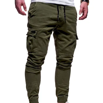 Uomo autunno e inverno nuovo stile di moda pantaloni a matita elastici a vita media con coulisse tasche Casual Splicing pantaloni versatili 1