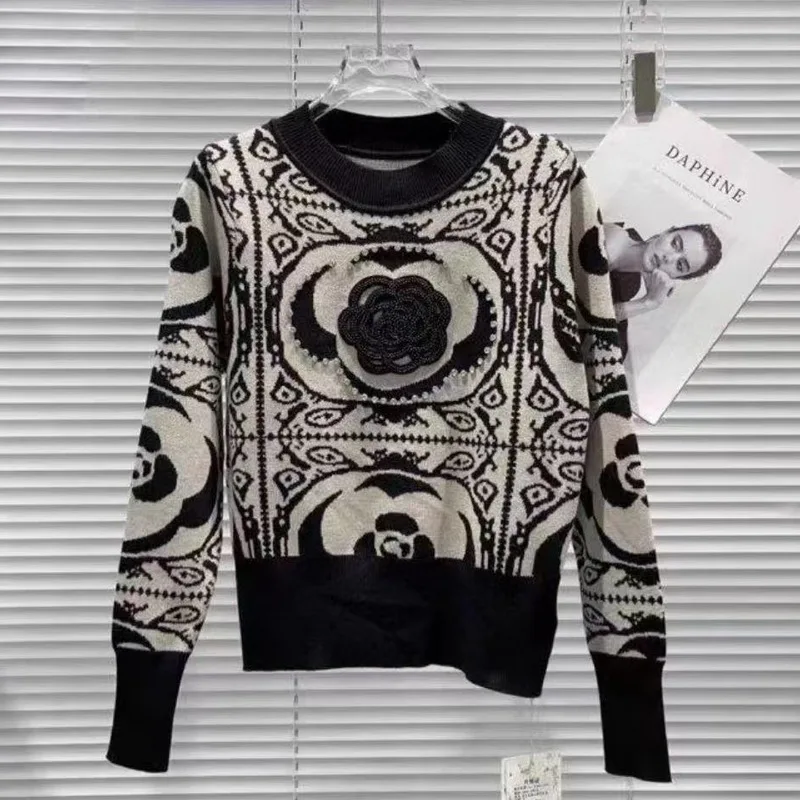 

Женский винтажный вязаный кардиган, укороченный однобортный кардиган с длинными рукавами и бусинами, модная уличная одежда