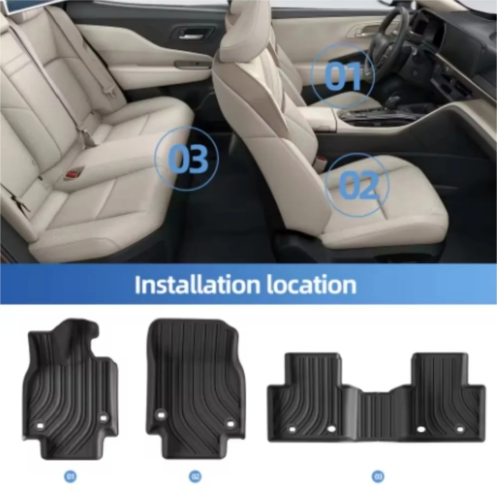 Toyota Crown 2023 2024 바닥 매트 및 카고 라이너, 전천후 보호 TPE 3D 1열 및 2열 액세서리(왼쪽 방향타)