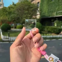 Harajuku Clear Pixel Filter Keychain Creative Blank Acrylic Small Frame Keyring Couple Anniversary Bag Pendant DIY Accessories 5