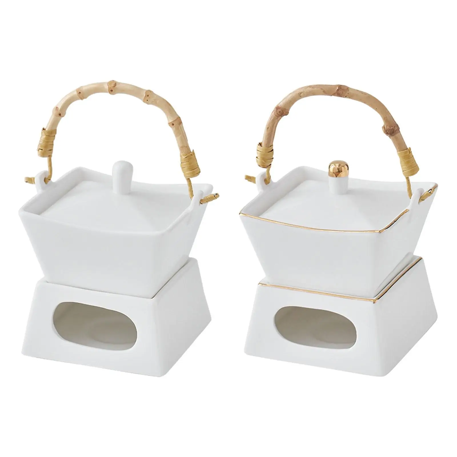 Fondue Pot Set for Chocolate And Cheese with Porcelain Melting Bowl
