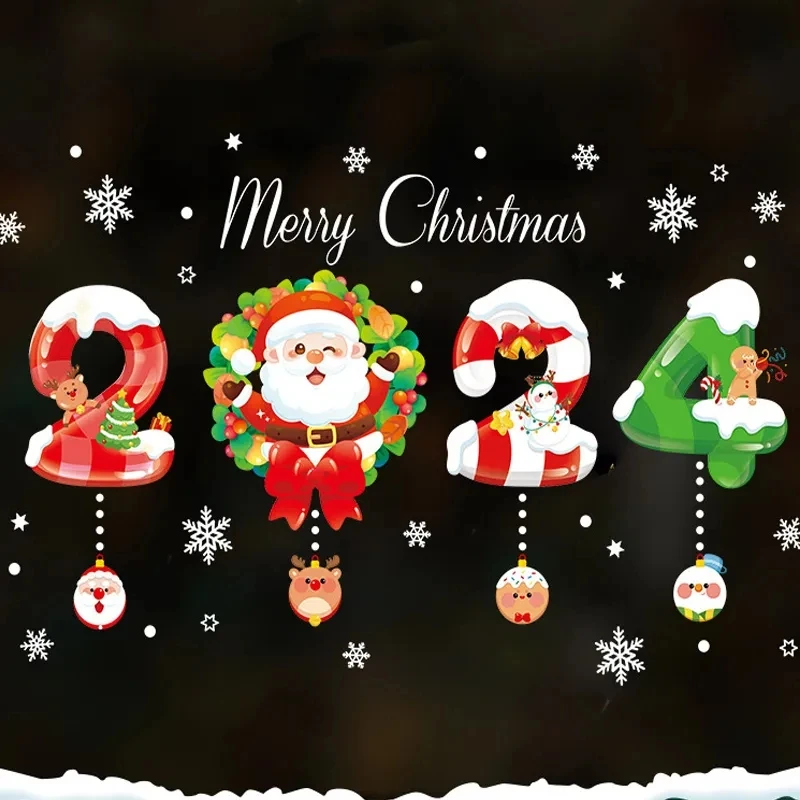 2024 New Christmas Decoration Snow Stickers Santa Claus Elk Snowman Static  Stickers Merry Christmas Window Stickers From Youroutdoor, $0.71