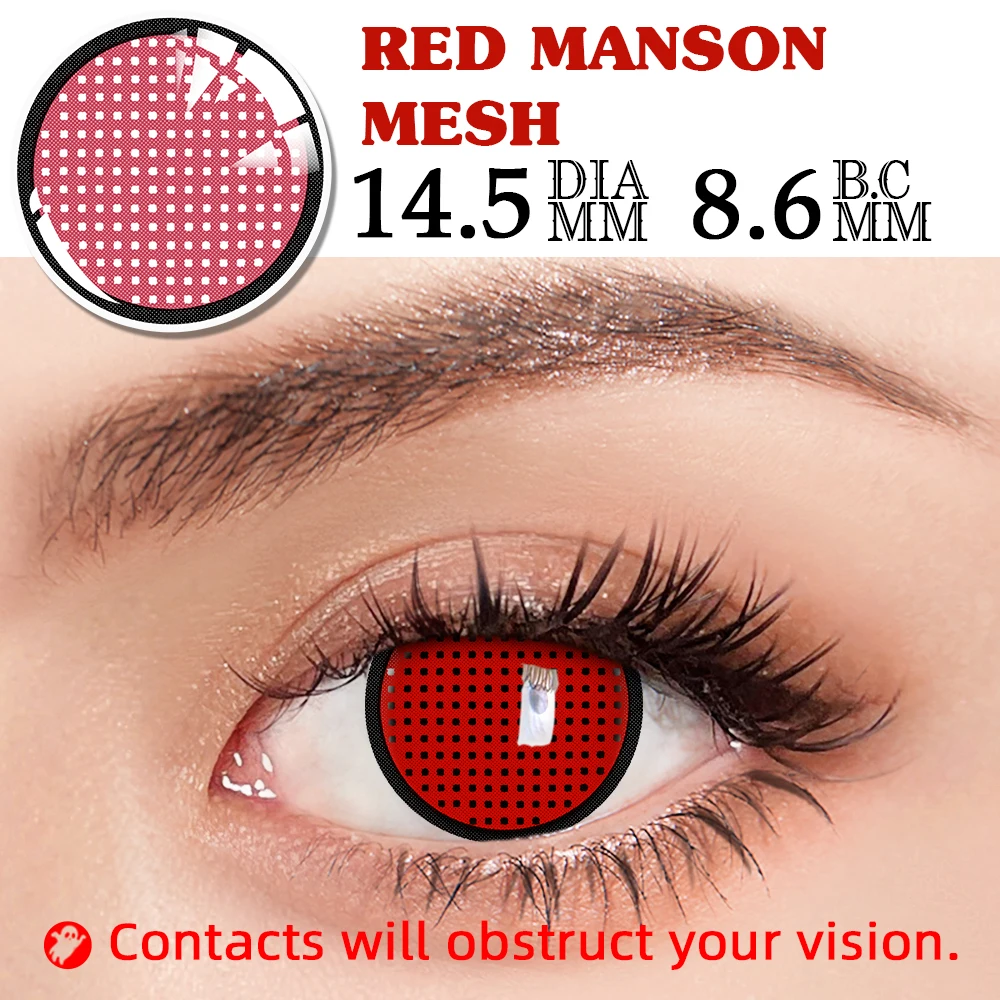 Vibrant Halloween Anime Cosplay Eye Lenses Set - 2 Pcs, Multicolor