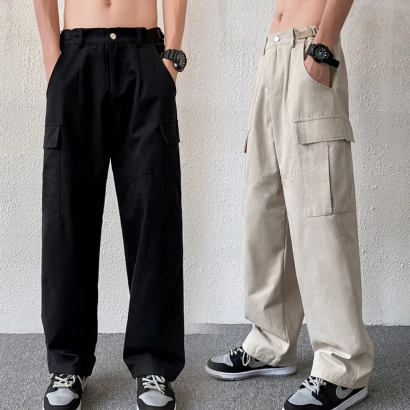 

Cotton Cargo Pants Men Fashion Retro Pocket Casual Pants Mens Japanese Streetwear Loose Hip Hop Straight Pants Mens Trousers