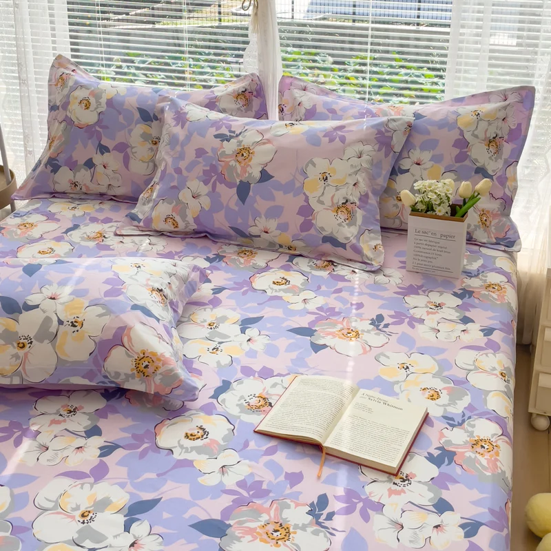 Bonenjoy Floral Style Bedsheet Pure Cotton Bed Cover Elastic Fitted Sheet Soft Mattress Protector 침대시트 (Pillowcasae Need Order) 5