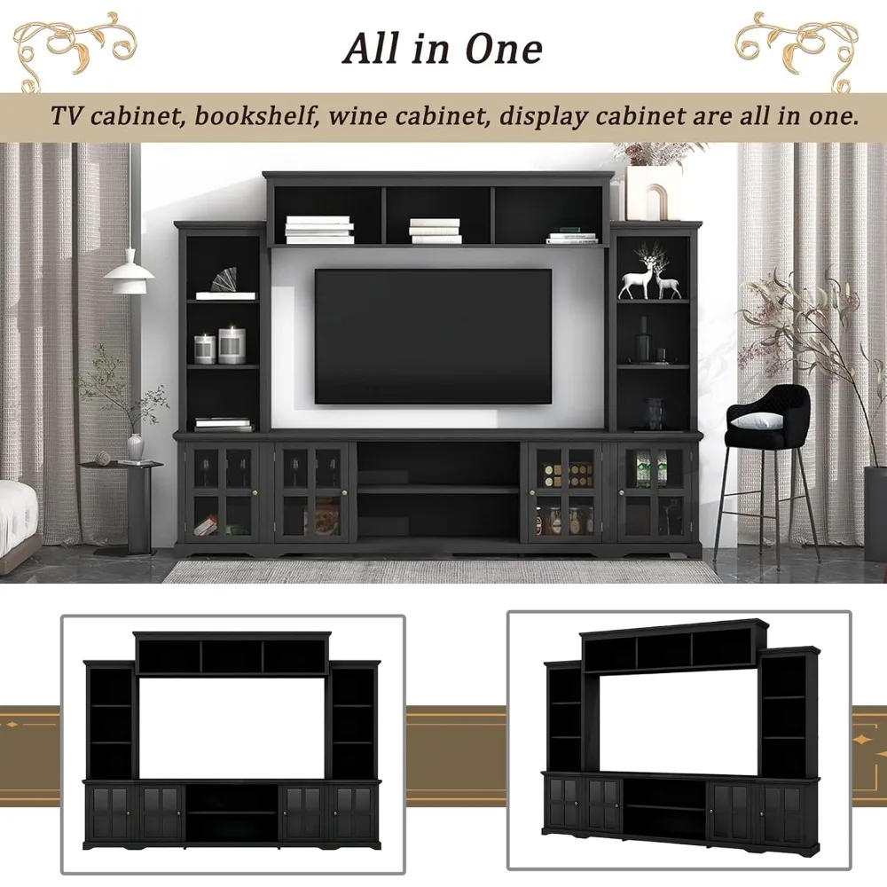 Modern TV Stand Storage Media Console Entertainment Center, Entertainment Wall Unit with Bridge, Modern TV Console Table 4