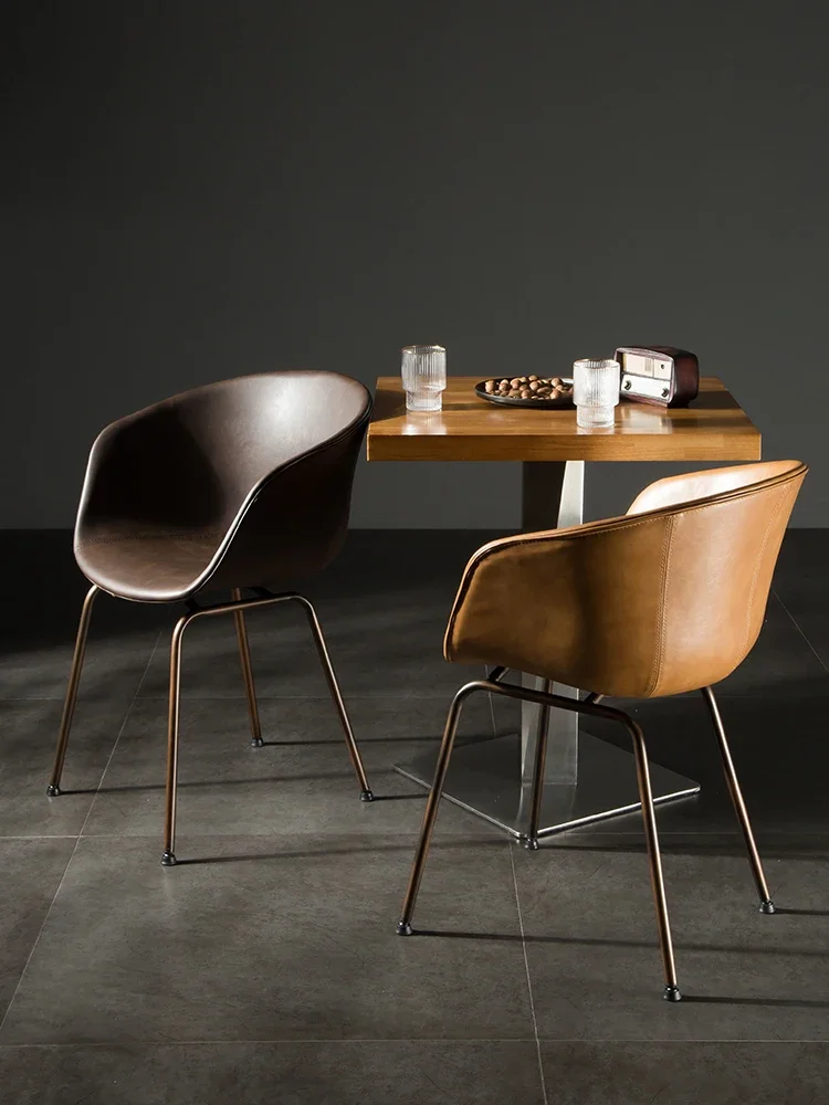 

Nordic Luxury Dining Chair Industrial Style Modern Minimalist Back Chair Home Leather Dining Chair Cafe Balcony