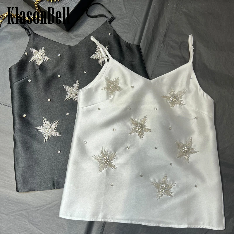 

3.1 KlasonBell Luxury Handmade Beading Star Diamonds Decoration V-Neck Tank Top 2024 Women Clothes Spaghetti Strap Camis