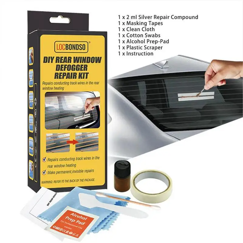 Defroster Repair Kit DIY Quick Repair Conductive Car Rear Window Windshield Defogger Defroster Repair Kit Fixes Scratched Broken