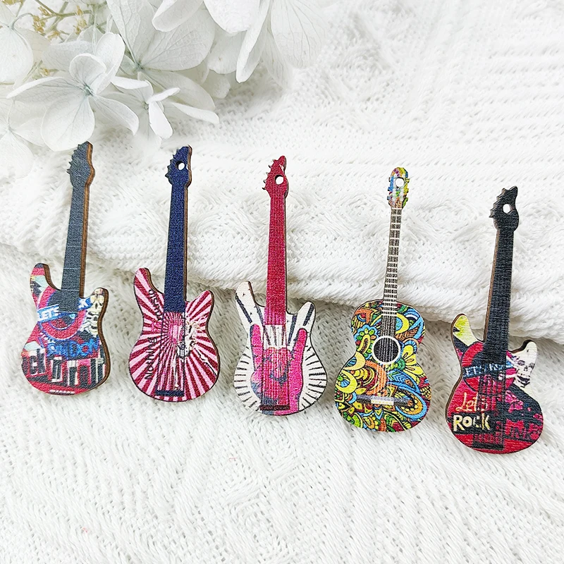 

MuhNa 10pcs Guitar Wooden Charms Pendants For Jewelry Making DIY Handmade Craft Accessory