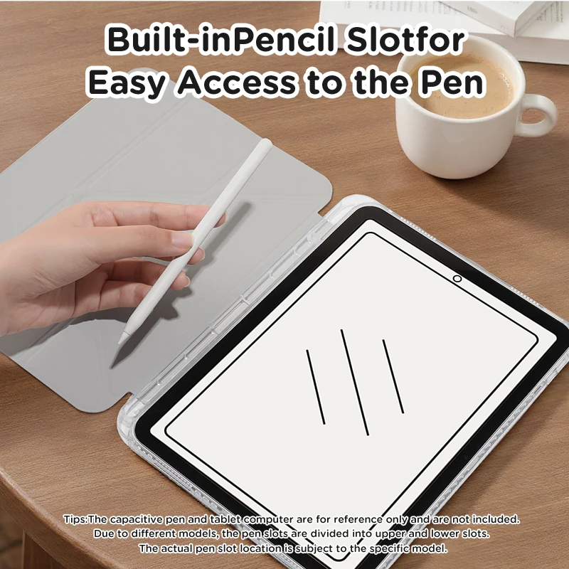 Versatile Y-Fold iPad Case with Adjustable Stand and Pen Slot - Lightweight, Durable, and Auto Wake/Sleep Feature