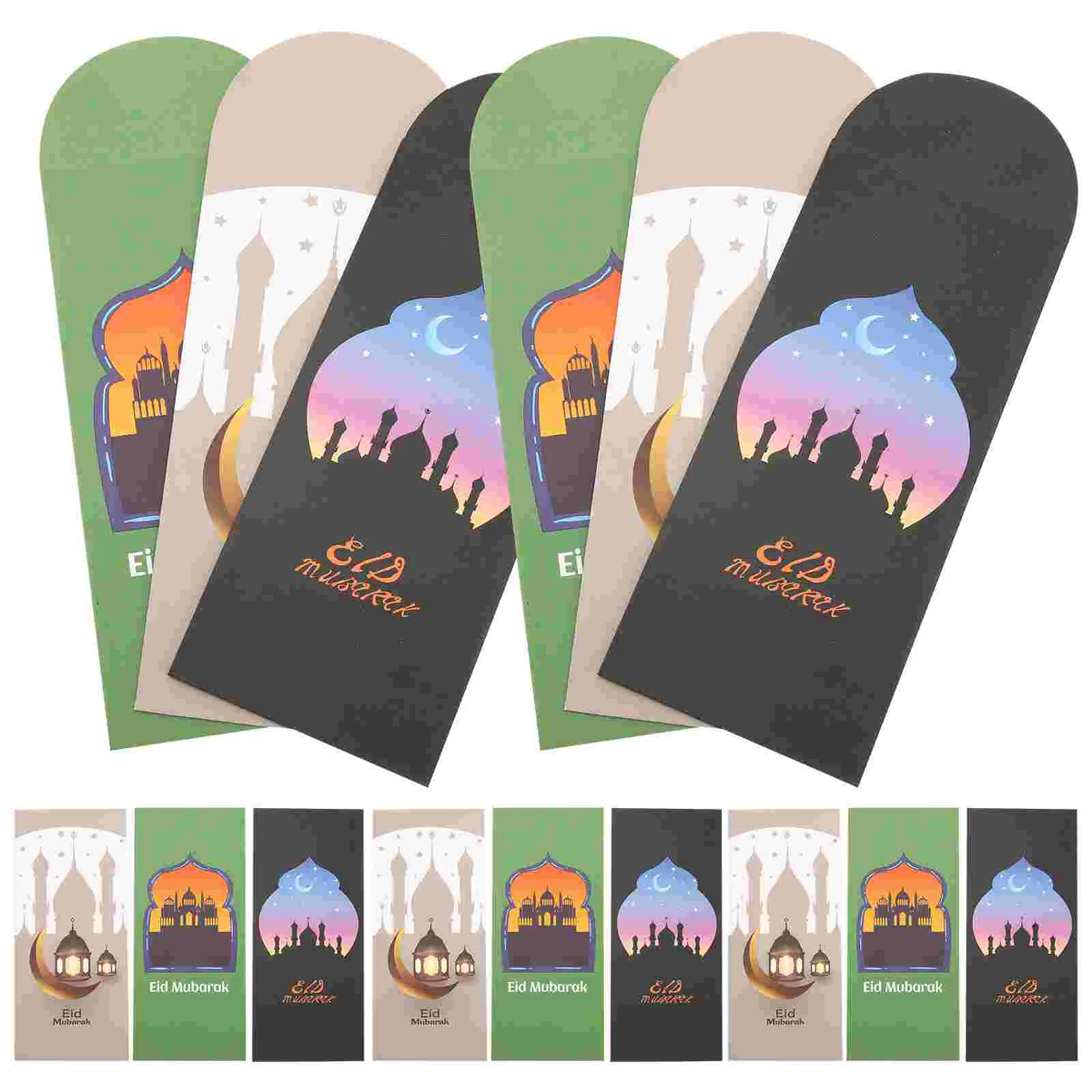 

18/36pcs Eid Mubarak Cash Envelopes Money Cards Paper Bag Ramadan Islamic Muslim Eid Al-Fitr Gift Favors Decoration