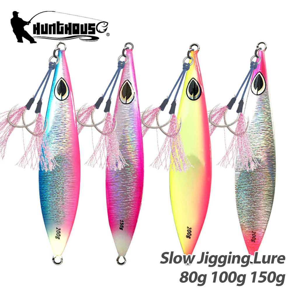 

Hunthouse Slow Pitch Jig Metal Fishing Lure 80g/100g/150g Luminuous Angler Sinking Hard Bait Artificial Lure Fishing Tackle