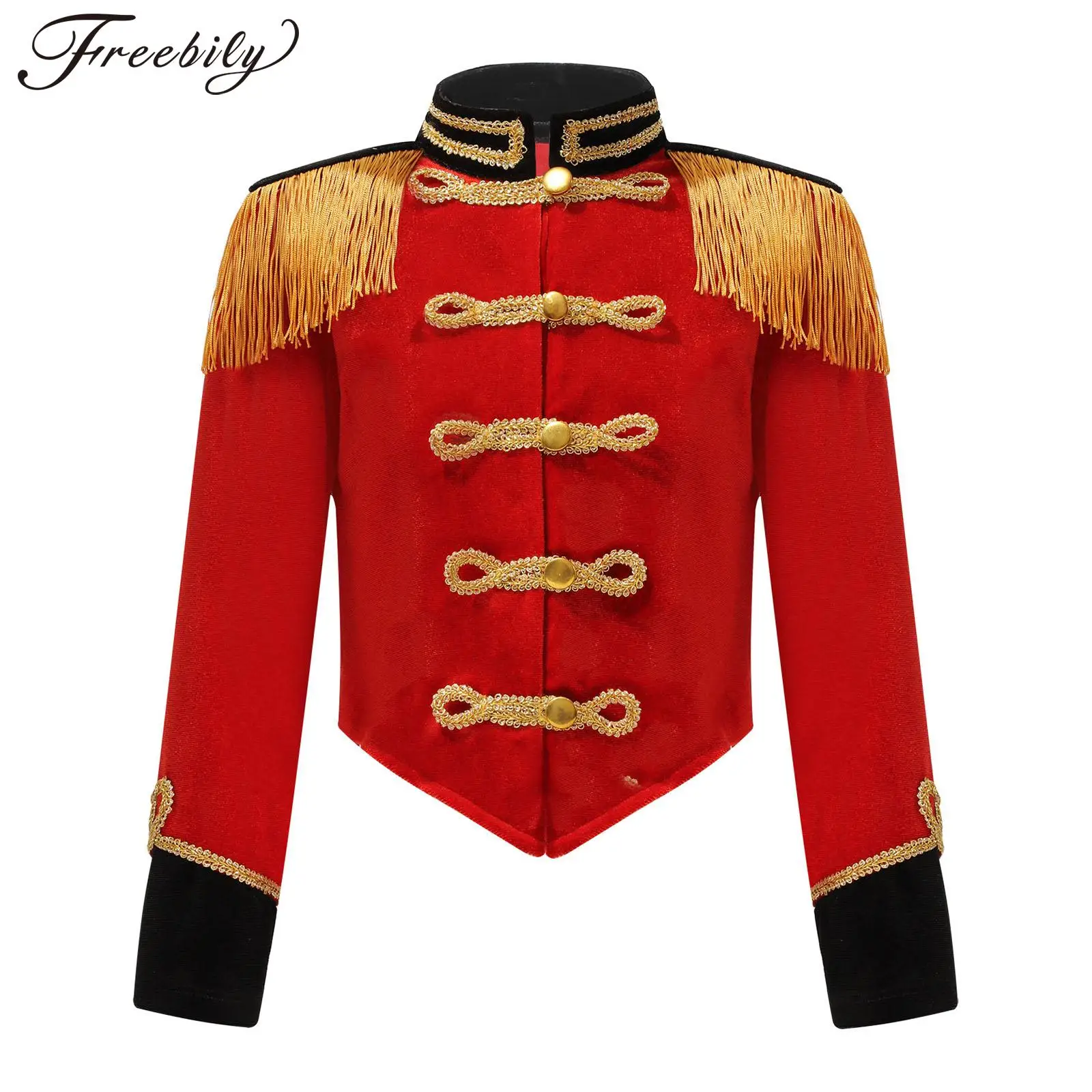 Kids Girls Circus Ringmaster Coat Halloween Party Costume Cosplay Manica Lunga Nappa Giacca Drum Band Parade Performance Uniform