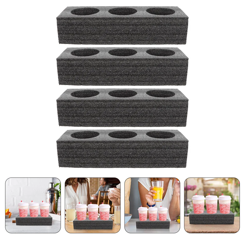

4 Pcs Tray Milk Tea Drink Cup Holder for Car Foam Take Out Pearl Cotton Takeout Beverage Carrier