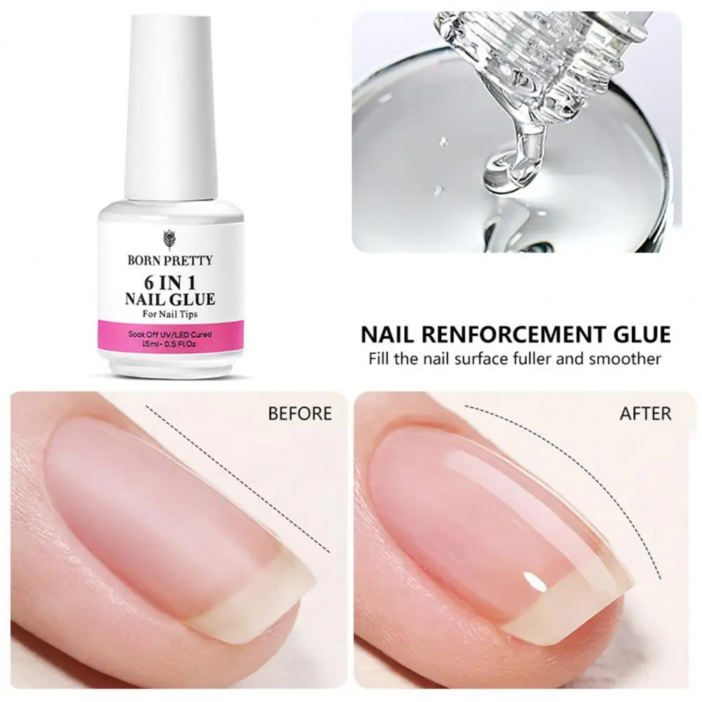 Nail Art Glue Convenient Nail Extension Glue Beauty Supplies DIY Useful 6-in-1 Soak Off UV LED Base Gel Top Coat