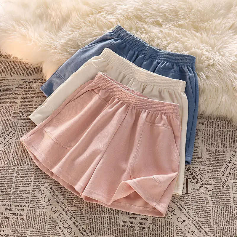 

Women's Summer Shorts Casual Pure Color Korean Fashion High Waist Sport Shorts Women's Loose Running Wide Leg Bottoms