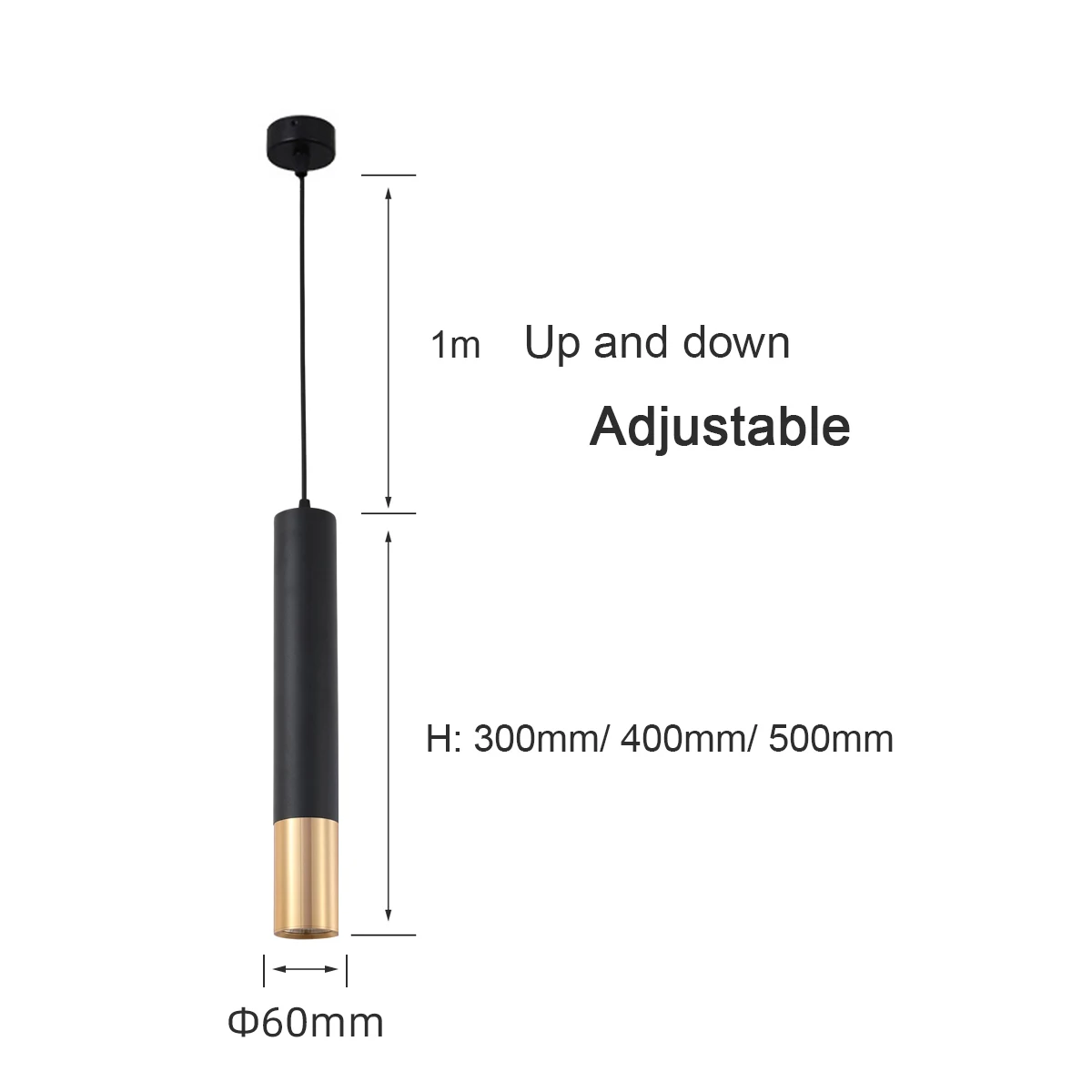 GU10 LED Pendant Lamp Long Tube Brushed Finish with Round Chassis Indoor Kitchen Island Bar Black White Gold Hanging Light