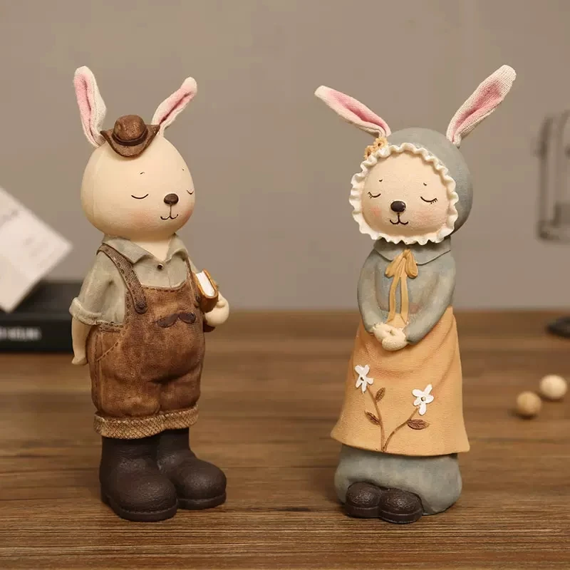 

Lovely Little Rabbit Couple A Pair of Bedroom Living Room Decorative Ornaments