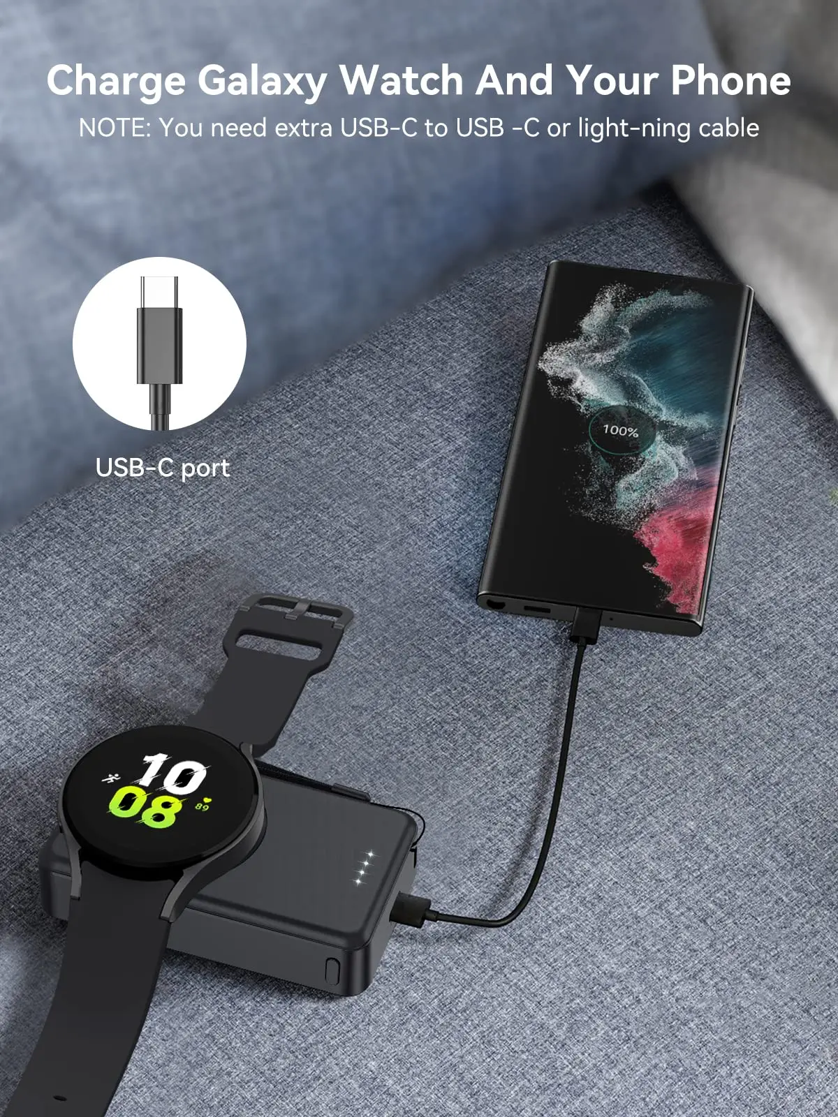 Portable Charger Galaxy Watch 7 Ultra 6 Classic 5 Pro 4 3 Active S4 S3 Spare Battery Pack Watch Magnetic Wireless Power Bank