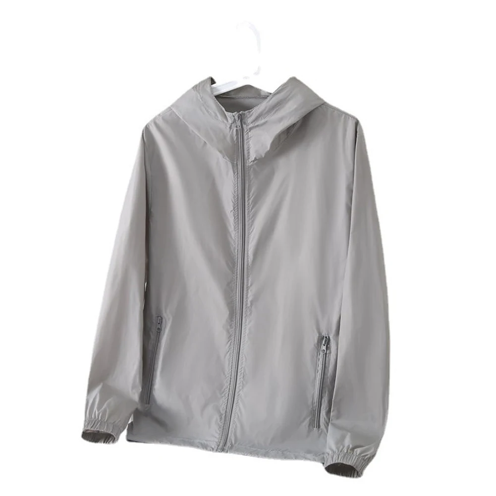 

Jacket Top Quick Dry Solid Color Vacation Zip-up Long Sleeve Sun Protection Clothing Casual Female/Male Stylish