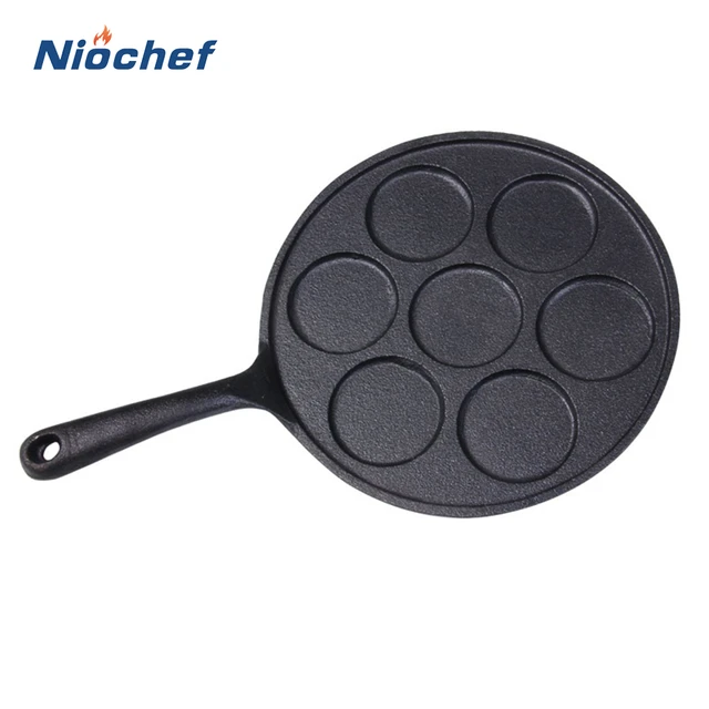 3-Cup Mini Egg Cast Iron Skillet Divided Omelet Frying Pan with Wood Handle  - China Frying Pan and Cast Iron Pan price