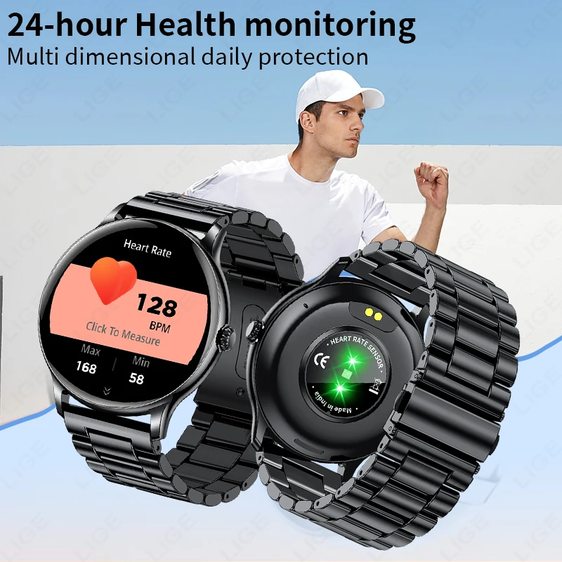 LIGE Smart Watch Men Women Heart Rate Health Monitor Bluetooth Call IP68 Waterproof Sports Fitness Watch Alarm Clock Smartwatch