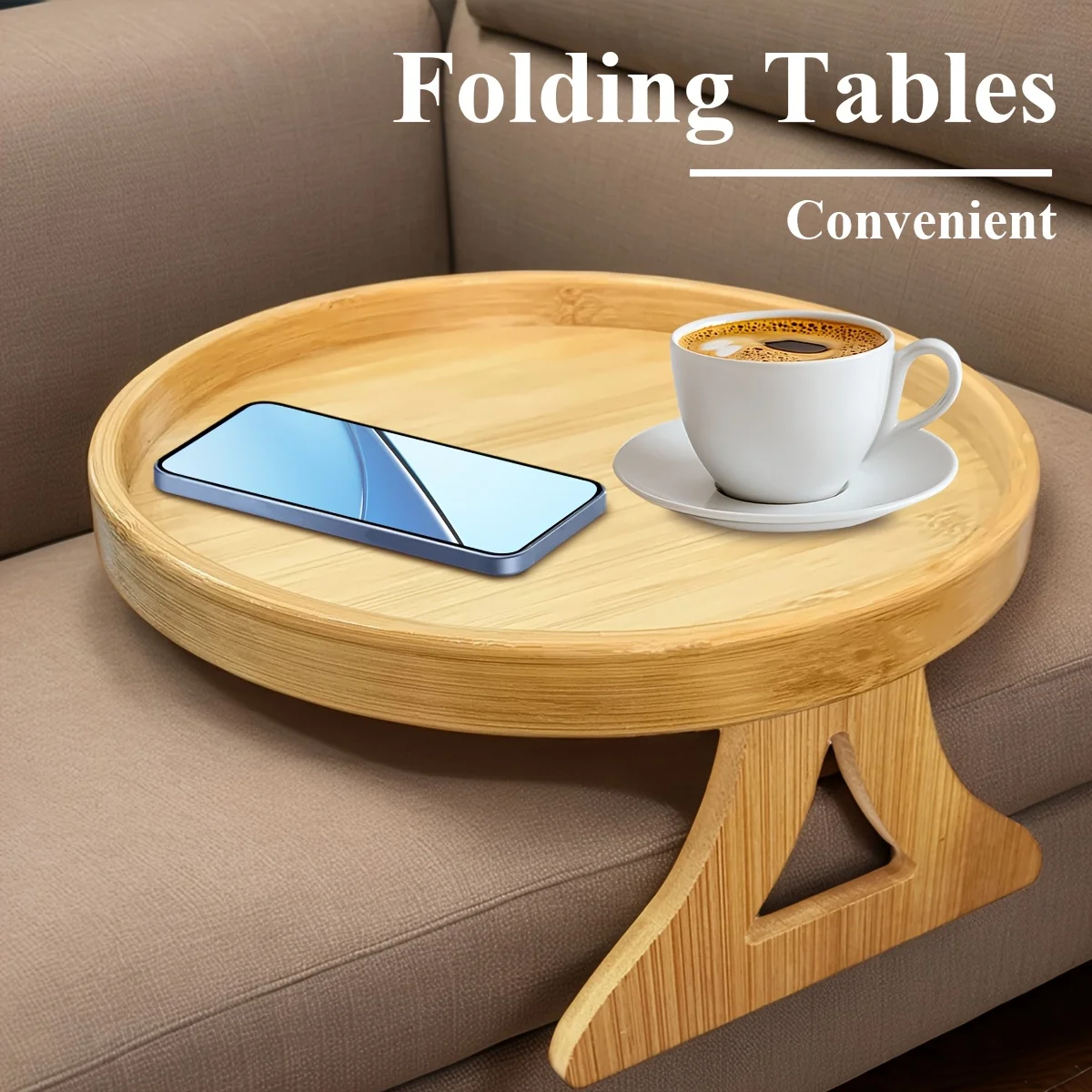 Sofa Tray Table Clip-On Tray for Remote Control Coffee Snacks